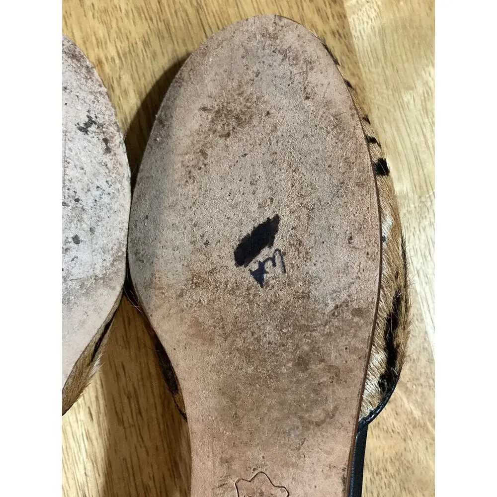 Talbots Animal Print Genuine Leather‎ Calf Hair shoe slide flats Womens size 6.5